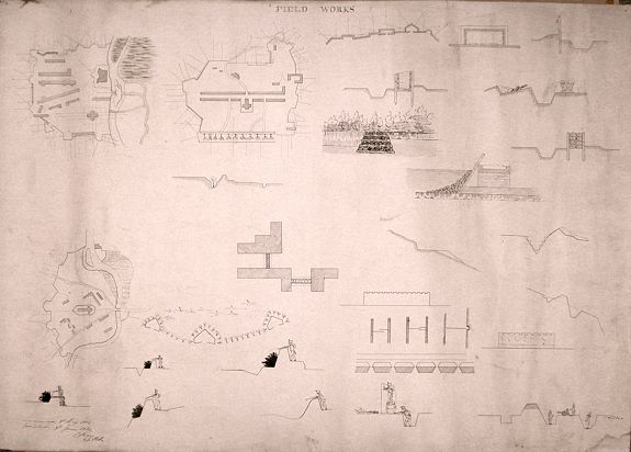 MILLER, I., Field Works. (Of the British Army 1834) , antique map, old maps