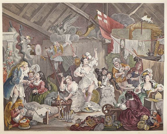HOGARTH, William, Strolling Actresses Dressing in a Barn., antique map, old maps
