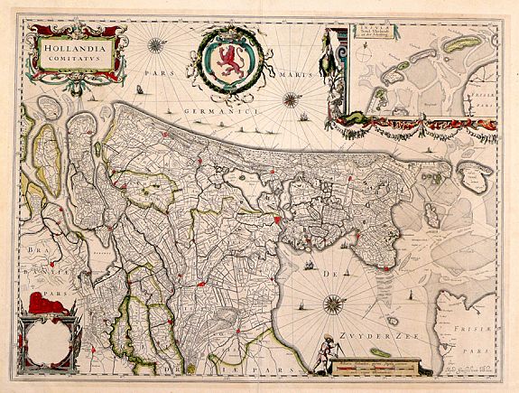 BLAEU, Willem Janszoon, Hollandia Comitatus., antique map, old maps