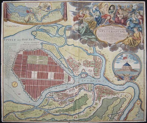 HOMANN, J.B., Topographische Vorstellung der Neuen Russischen Haupt-Residenz und See- Stadt St. Petersburg sammt ihrer zu erst aufgerichten Festung, antique map, old maps