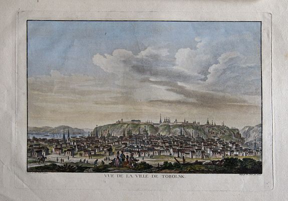 DE LESPINASSE, N.L., Vue de la Ville de Tobolsk., antique map, old maps