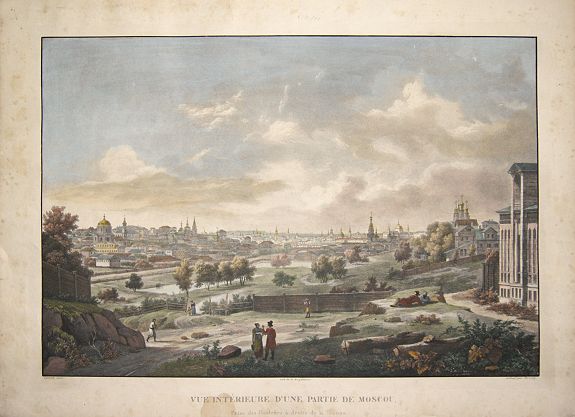 ENGELMANN, Godefroy, Vue intérieure d\'une partie de Moscou. Prise des Hauteurs á droite de la Yaousa., antique map, old maps