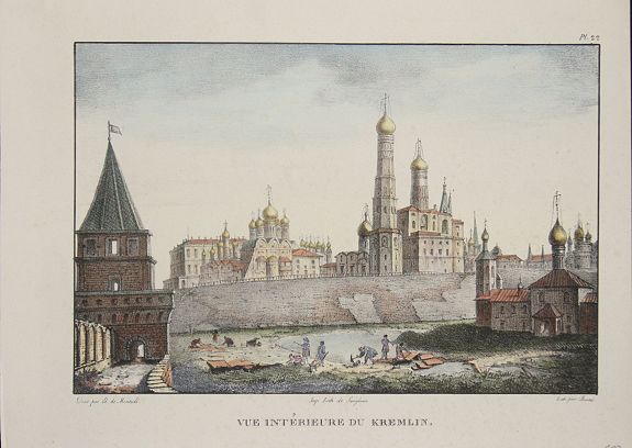 BROCAS, Vue intérieure du Kremlin., antique map, old maps