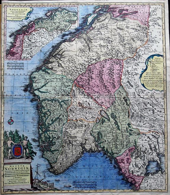 SEUTTER, M., Regnum Norwegiae accurata et novissima..., antique map, old maps