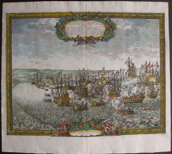 VON PUFENDORF, Samuel, Delineatio Eorum quae. Battle between Sweden and Denmark at Landskrona., antique map, old maps