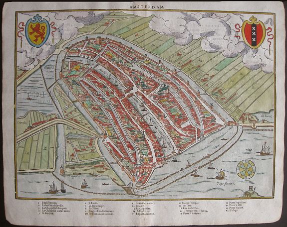 GUICCIARDINI, L., Amsterdam., antique map, old maps