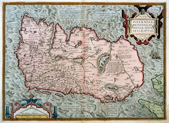 ORTELIUS, A., Eryn. HIBERNIAE, BRITANNICAE INSVLÆ, NOVA DESCRIPTIO. Irlandt., antique map, old maps