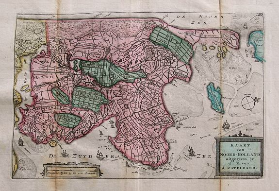 LA FEUILLE, P. de, Kaart van Noord-Holland..., antique map, old maps