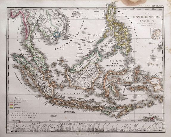 STIELER, A., Die Ostindischen Inseln entw. u. gez. von F. v. Stülpnagel und Herm. Berghaus., antique map, old maps