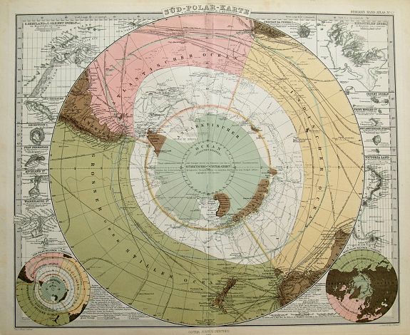 STIELER, A., Süd-Polar-Karte von A. Petermann., antique map, old maps