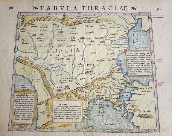 MÜNSTER, S., Tabula Thraciae., antique map, old maps