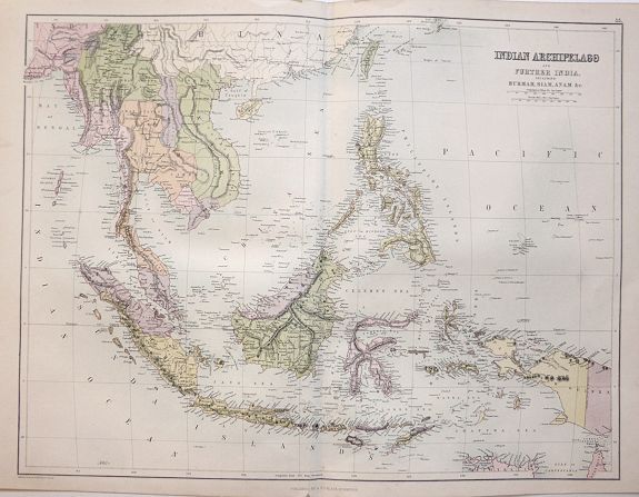 ADAM & BLACK, Charles, Indian Archipelago and Further India. Including Burmah, Siam, Anam &c., antique map, old maps