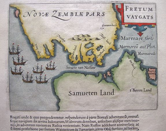 PONTANUS, J.I., Fretum Vaygats., antique map, old maps