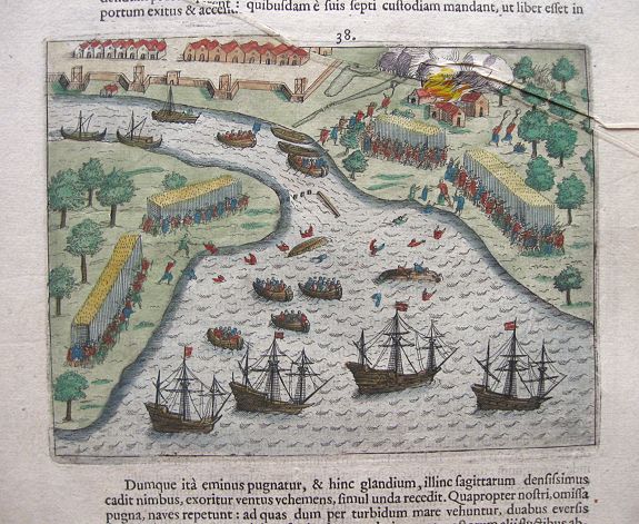 PONTANUS, J.I., The town of Madura on the island Madura: Madurensium, antique map, old maps