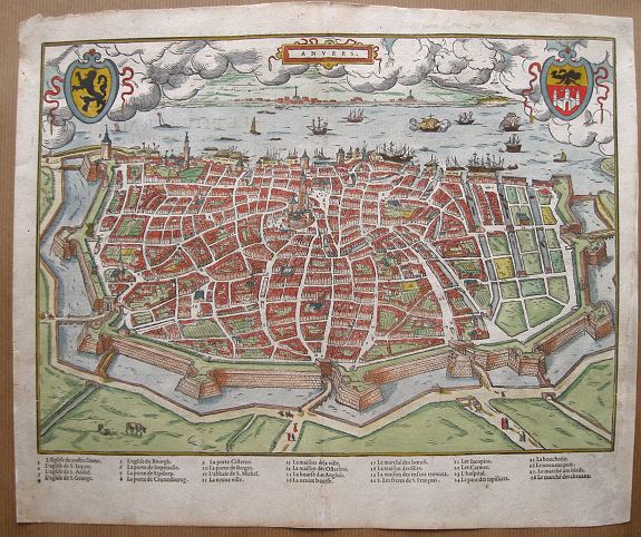 GUICCIARDINI, L., Anvers., antique map, old maps