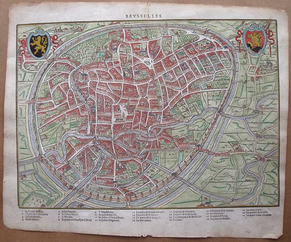 GUICCIARDINI, L., Brusselles., antique map, old maps
