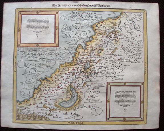MÜNSTER, S., Das Heilig Landt mit Ausztheilung der Zwolff Geschlechter., antique map, old maps