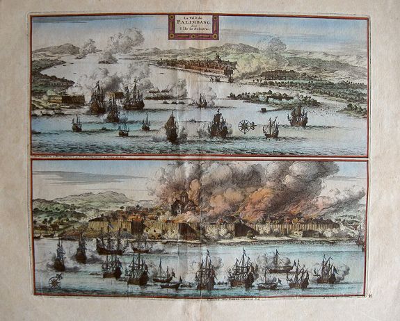 VAN DER AA, P., La Ville de Palimbang dans L’Ile de Sumatra., antique map, old maps