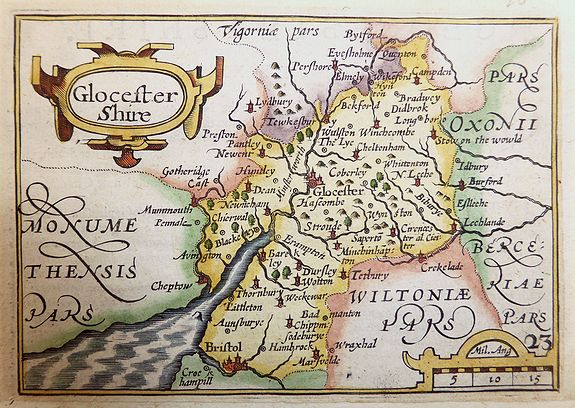 VAN DEN KEERE, P. , Gloucestershire., antique map, old maps