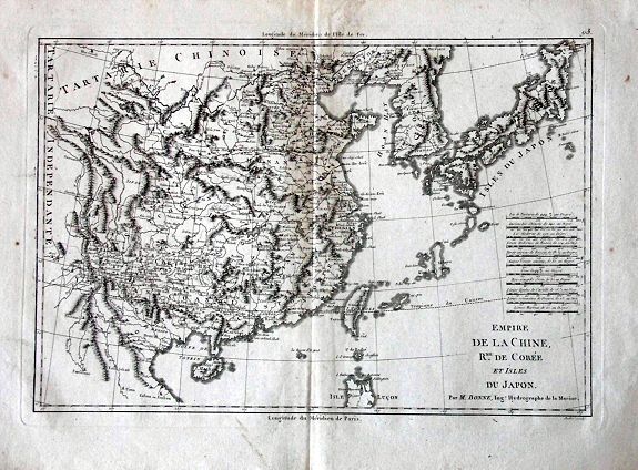 BONNE, R., Empire de la Chine, Rme. de Coree, ad Isles Du Japon., antique map, old maps