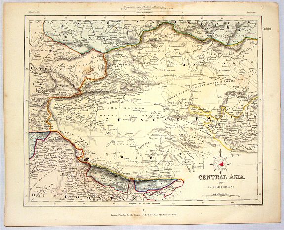 ARCHER, J., CENTRAL ASIA (MIDDLE DIVISION), antique map, old maps