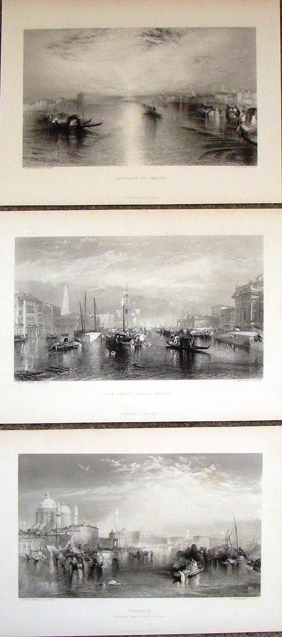 TURNER, J.M.W.,, Venice. (Lot of 3 engravings), antique map, old maps
