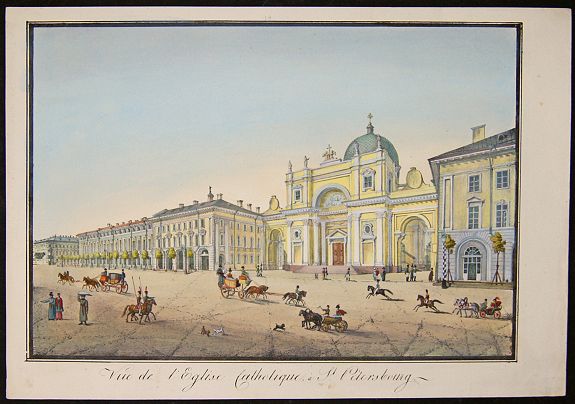 ANONYMOUS, Vue de l´église Catholique, à St. Petersbourg., antique map, old maps