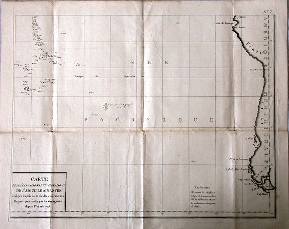 BUFFON, G. L., Carte des Déclinaisons et Inclinaisons de L'Aiguille Aimantée..Table 7., antique map, old maps