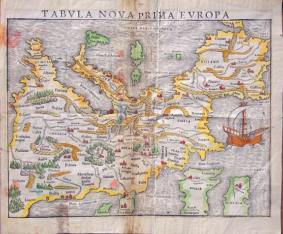MÜNSTER, S., Tabula nova prima Europa., antique map, old maps