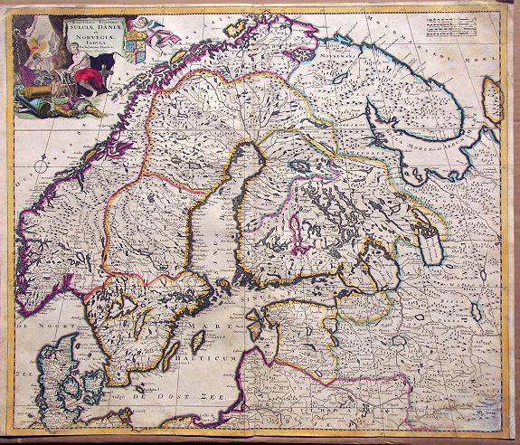 DANCKERTS, J., Accuratissima regnorum sueciae, daniae et norvegiae tabula., antique map, old maps