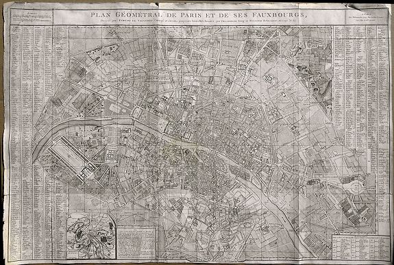 DELAMARCHE/VAUGONDY, R., Plan Geometral De Paris Et De Ses Fauxbourgs..., antique map, old maps