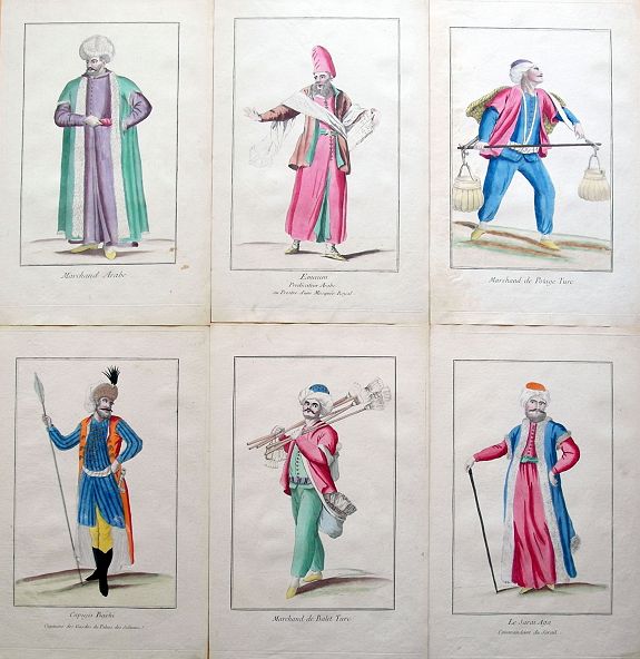 ONFROY, E., Set of six costume plates of the Ottoman Empire., antique map, old maps
