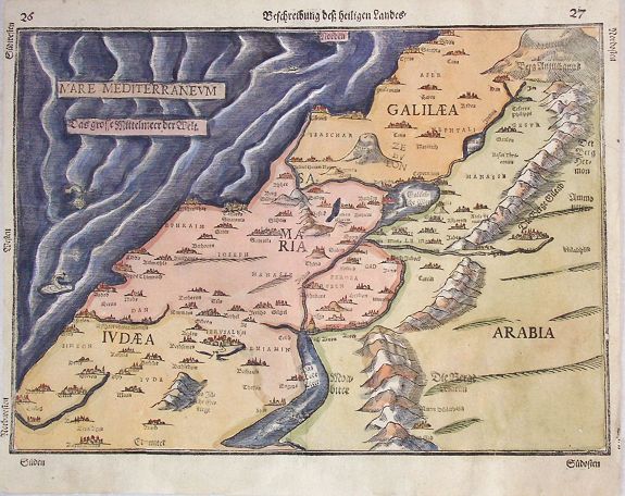 BÜNTING, H., Beschreibung des Heiligen Landes., antique map, old maps