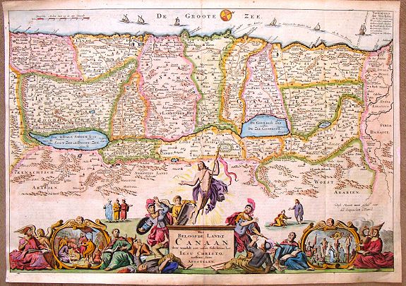 STOOPENDAAL, B., Het Beloofde Landt Canaan Door Wandelt van Onsen Salichmaecker Iesu Christo Neffens Syne Apostelen., antique map, old maps