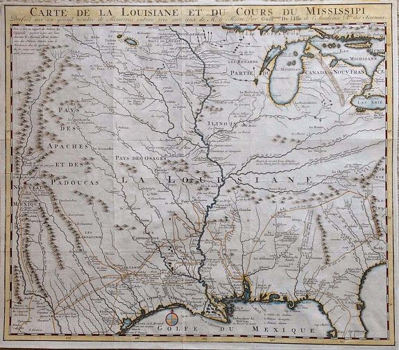 De L'ISLE,G., Carte de la Louisiane et du Cours du Mississipi., antique map, old maps