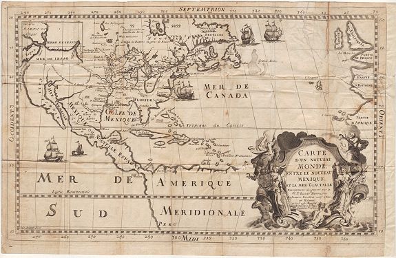 HENNEPIN, L., Carte d'un Nouveau Monde, entre le Nouveau Mexique et la Mer Glaciale ..., antique map, old maps