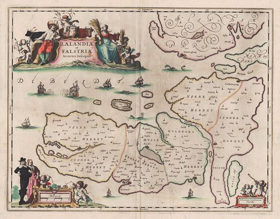 JANSSONIUS, J., Lalandiae et Falstriae Accurata Descriptio., antique map, old maps