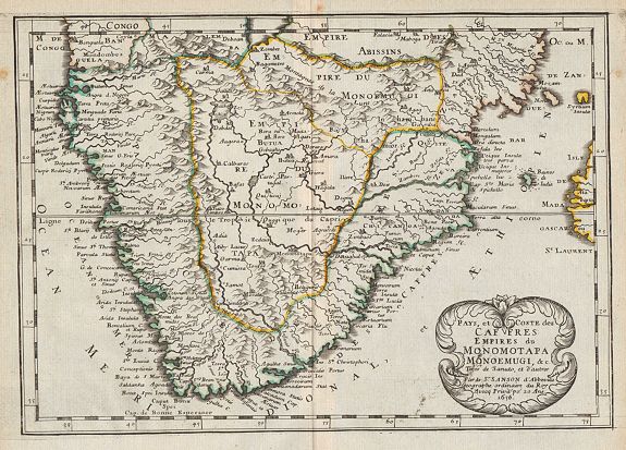 SANSON, N., Pays, et Coste des Caffres: Empires du Monomotapa Monoemugi, &c., antique map, old maps
