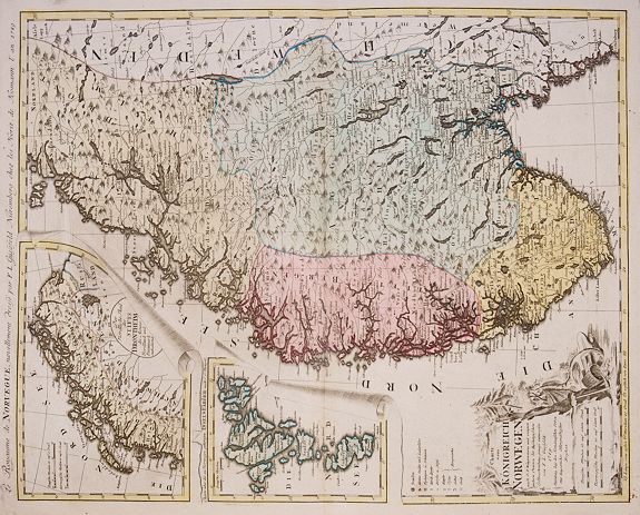 HOMANN HEIRS, Charte vom Königreich Norwegen ..., antique map, old maps