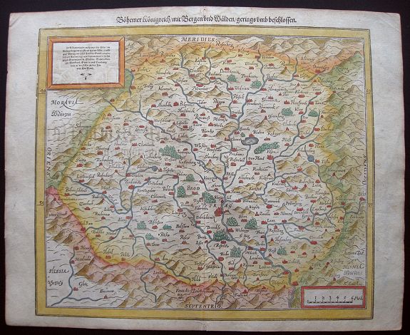 MÜNSTER, S., Bohemer Koenigreich mit Bergen und Waelden gerings umb beschlossen., antique map, old maps