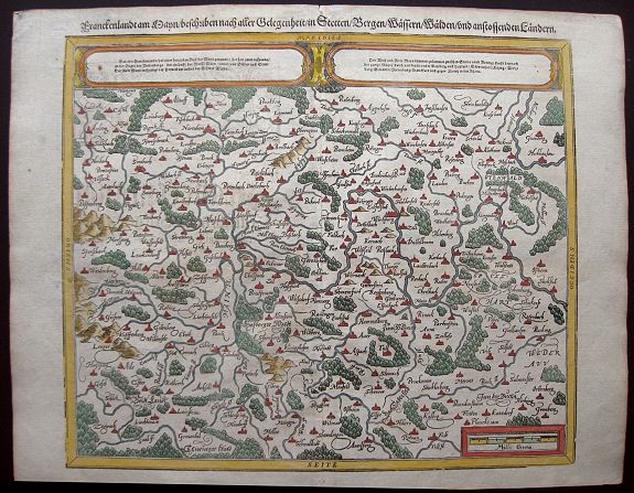 MÜNSTER, S., Franckenlandt am Mayn, beschriben nach aller Gelegenheit, in Stetten, Bergen, Wässern, Wäldern, und anstossenden Ländern, antique map, old maps