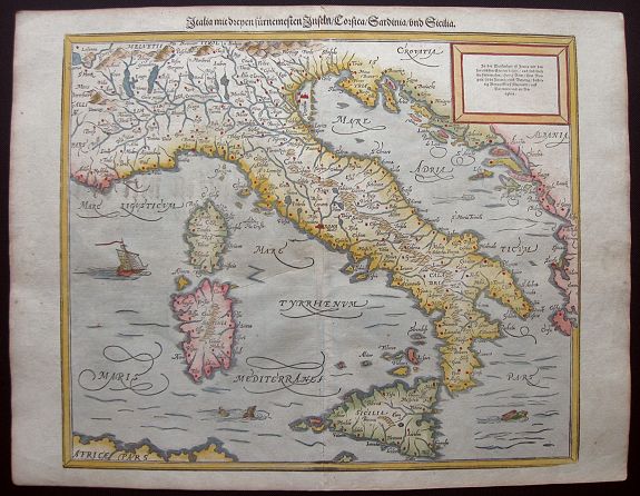 MÜNSTER, S., Italia Mit Den Dreyen Furnempften Inseln / Corsica / Sardinia / und Sicilia, antique map, old maps