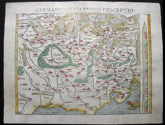 MÜNSTER, S., Germanicae Nationis Descriptio., antique map, old maps
