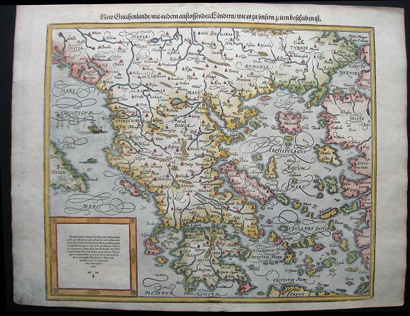 MÜNSTER, S., New Griechenlandt / mit andern anstossendener Landern / wie es zu unsern zeiten beschribenist., antique map, old maps