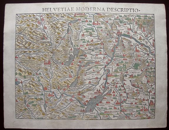 MÜNSTER, S., Helvetiae Moderna Descriptio., antique map, old maps
