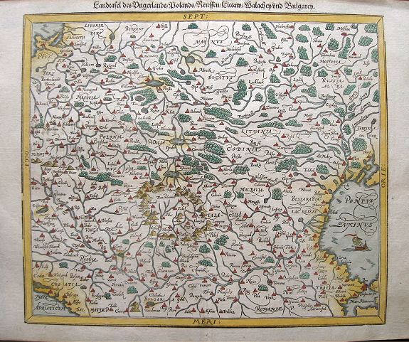 MÜNSTER, S., Landtafel des Ungerlands, Polands, Reussen, Littaw, Walachen und Bulgaren., antique map, old maps