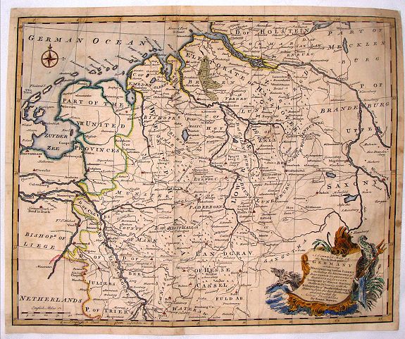 BOWEN, E, A Correct Map of the North West Part of Germany., antique map, old maps