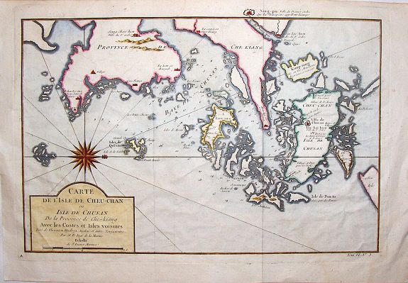 BELLIN, J., Carte de L'isle de Cheu-Chan., antique map, old maps