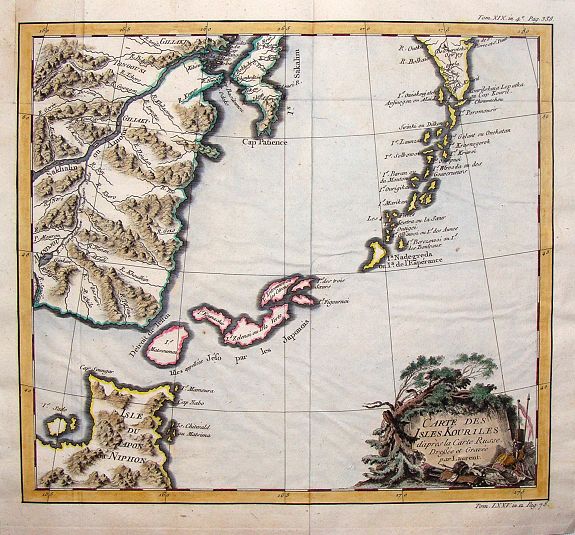 BELLIN, J., Carte des Isles Kouriles D'apres la Carte Russe., antique map, old maps