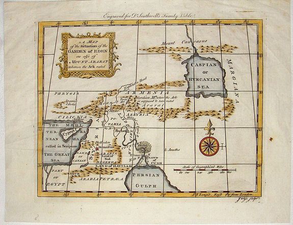 FLYN, J., A Map of the Situation of the Garden of Eden as Also of Mouth Ararat., antique map, old maps
